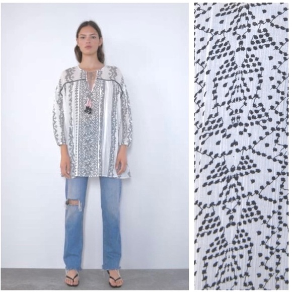 Zara Oyster White Printed Blouse top tunic cover up
Zara - Picture 4 of 11